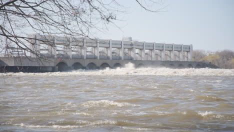 River Dam with Powerful Waves