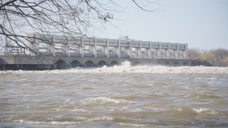 river dam with powerful waves