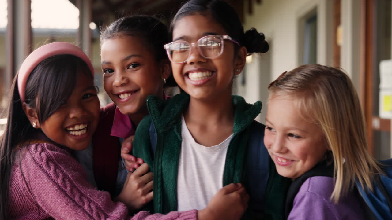 Group of Smiling Schoolgirls
