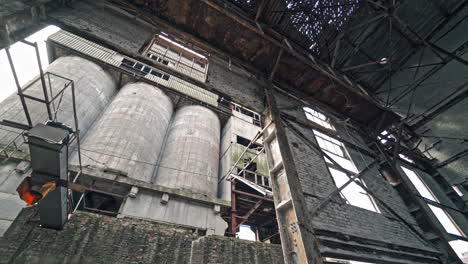 ruined and abandoned creepy industrial factory. old industrial building for demolition.