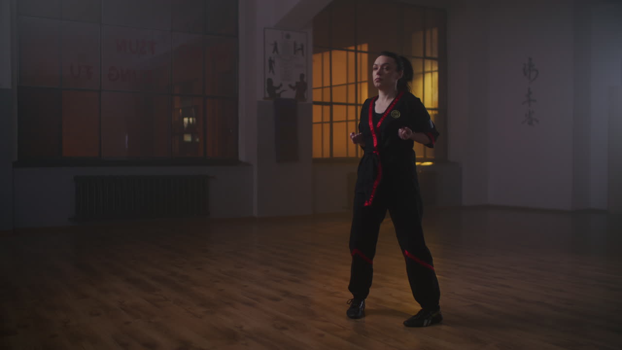 Woman Practicing Kung Fu