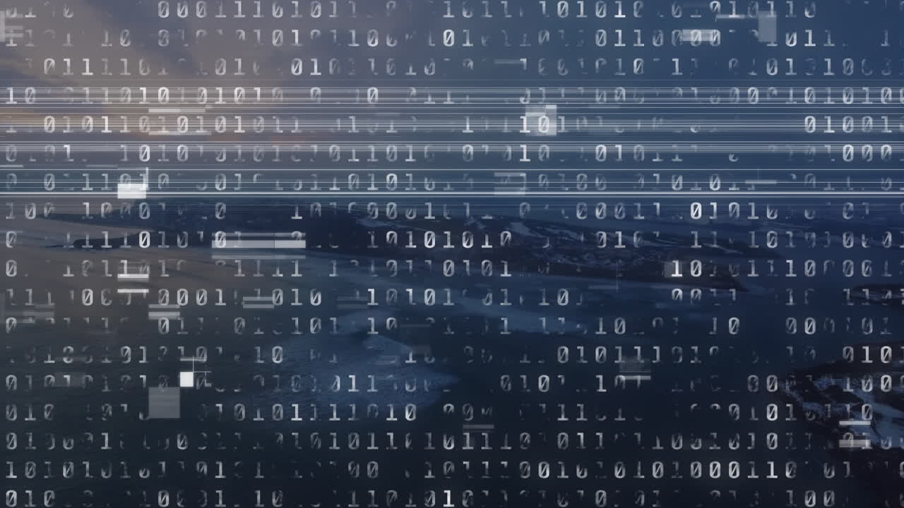 Animation of data processing over seascape