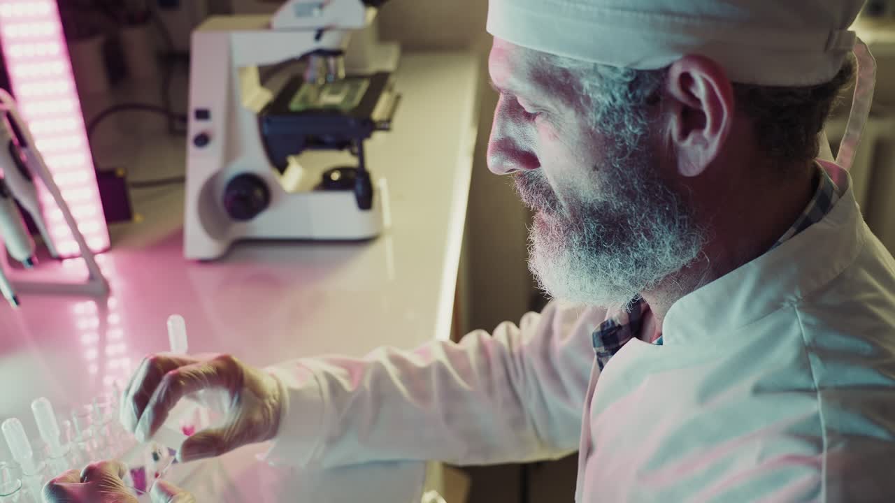 Male Scientist Examining Samples in a Modern Laboratory
