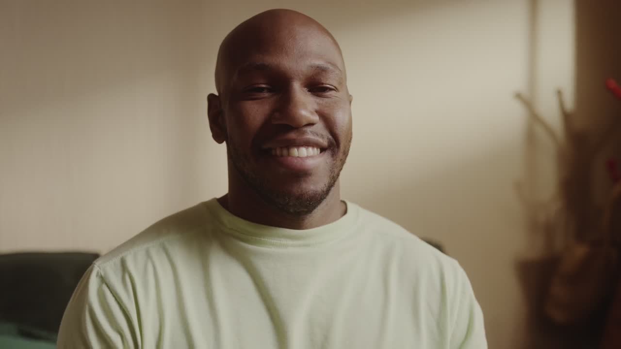 Smiling Bald African American Man Portrait