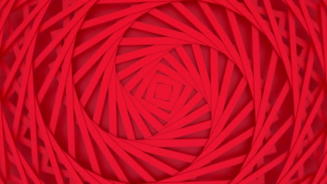 square spiral twisted shapes, red rotating rectangles, animated loop geometric background. 3d motion graphics, 4k dynamic wallpaper