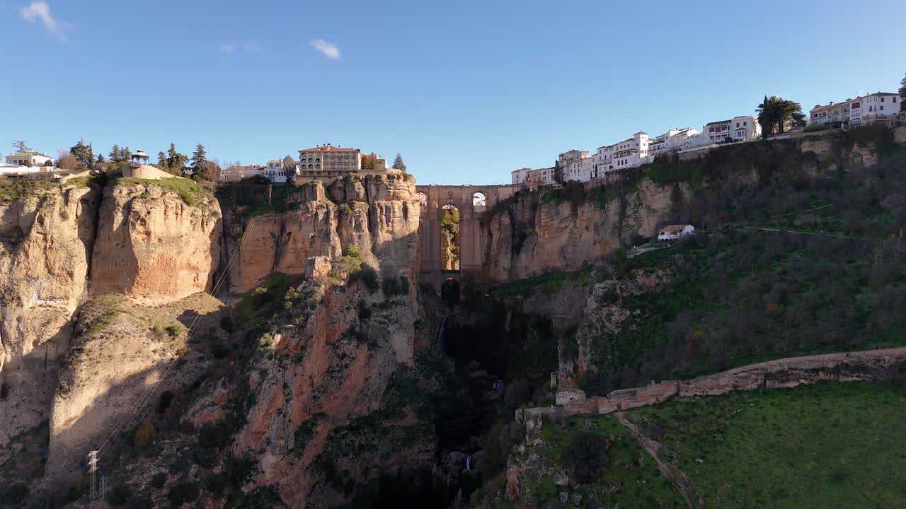 New bridge linking the town of Ronda in Andalusia. Aerial