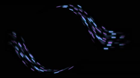 Animation of glowing light trails of data transfer moving on black background