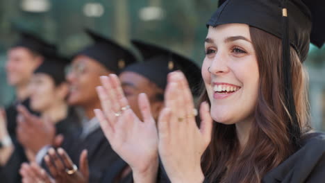 graduation, clapping or happy woman graduate