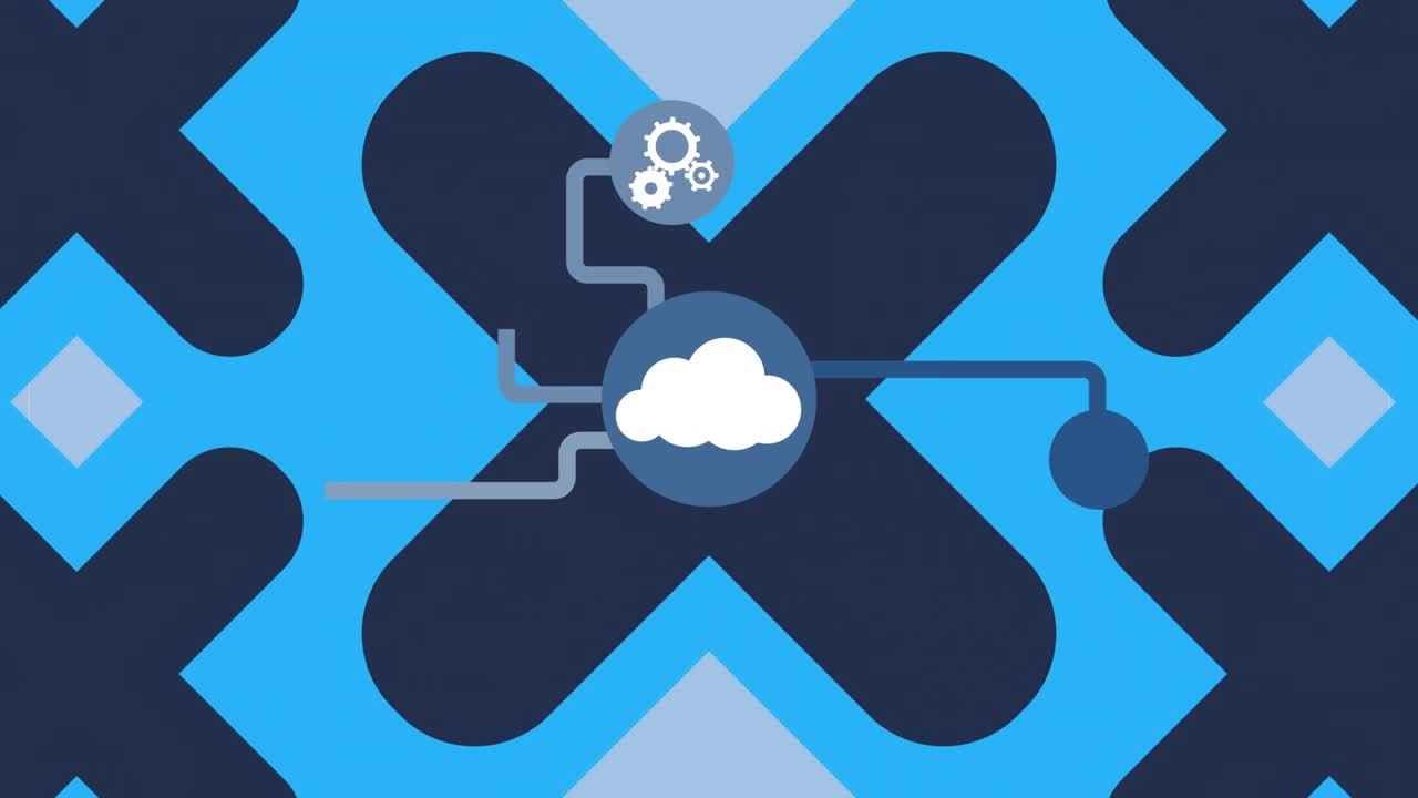 Animation of network connections with cloud icon in the middle