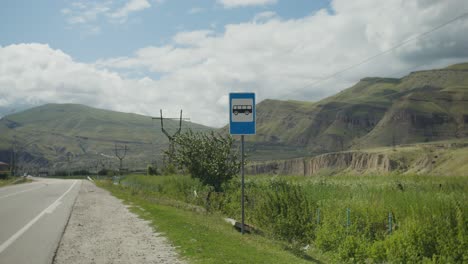 bus stop in mountainous rural area