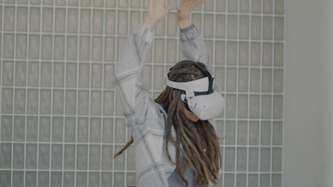 Woman Dancing in VR Headset