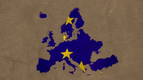 animation of moving yellow stars over blue world map on wall
