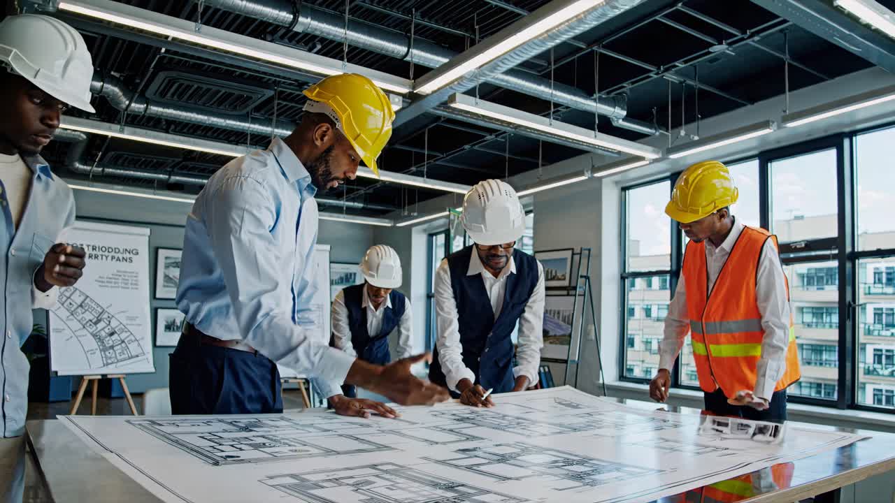 Architecture Team Reviewing Building Plans