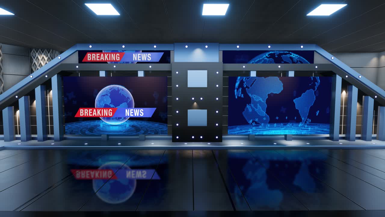 Set studio televisivo per notiziari - Sfondo virtuale con schermo verde in loop