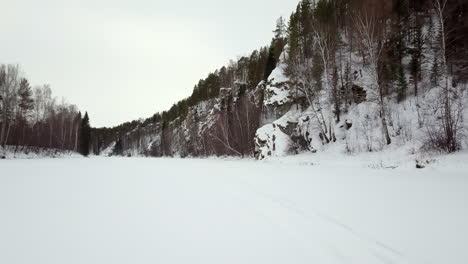 frozen river landscape in winter