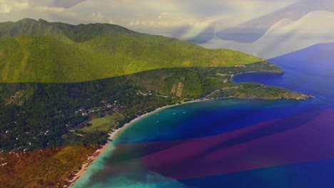 animación de la bandera de rusia ondeando sobre el paisaje marino