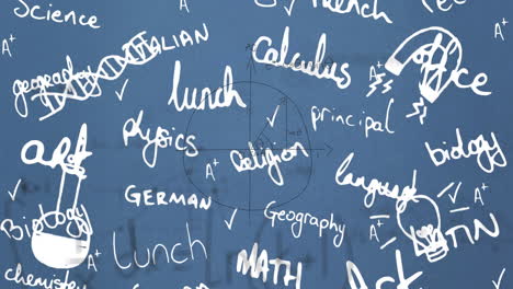animazione di icone scolastiche su testi scolastici