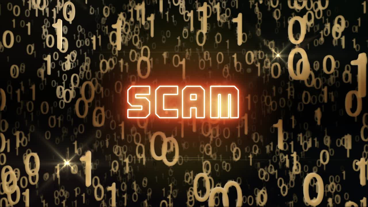 Golden Scam concept with digital code