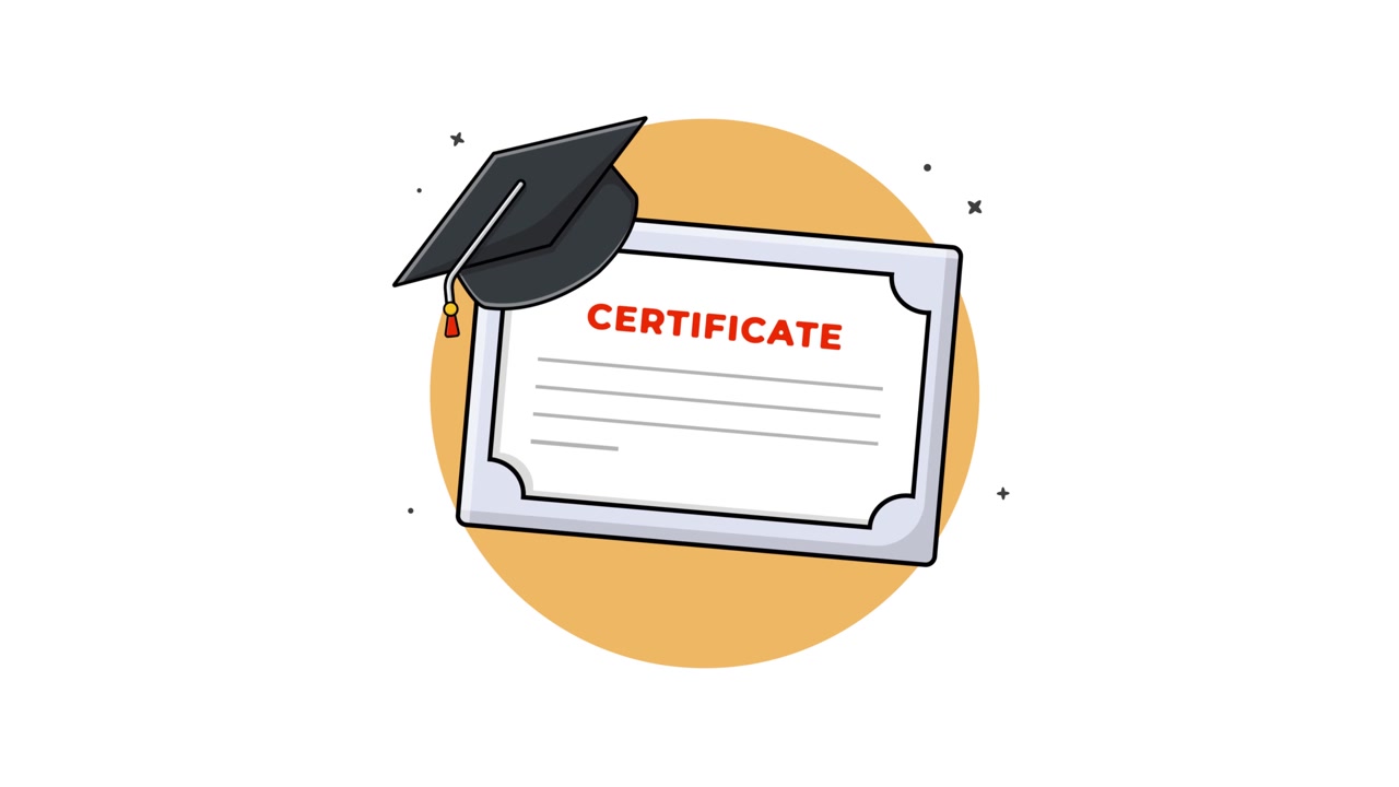Animated Graduation Cap and Certificate Illustration