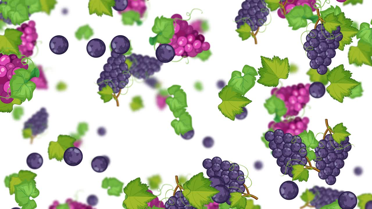 una cascada de uvas vibrantes contra un telón de fondo blanco