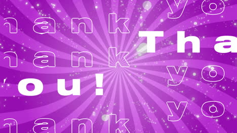 animation of thank you text over purple background