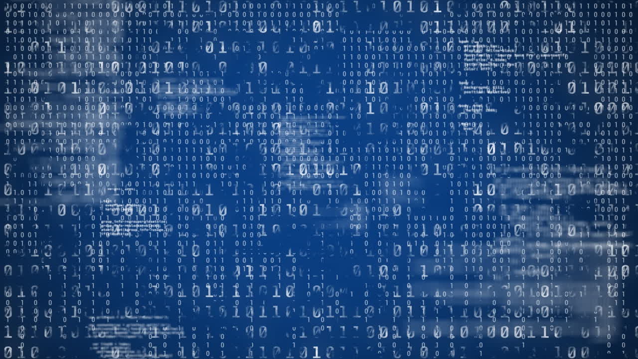 animación del procesamiento de datos sobre fondo azul