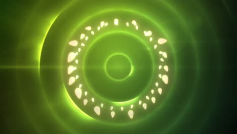 Animation-of-christmas-decoration-fairy-lights-with-copy-space-over-green-circles