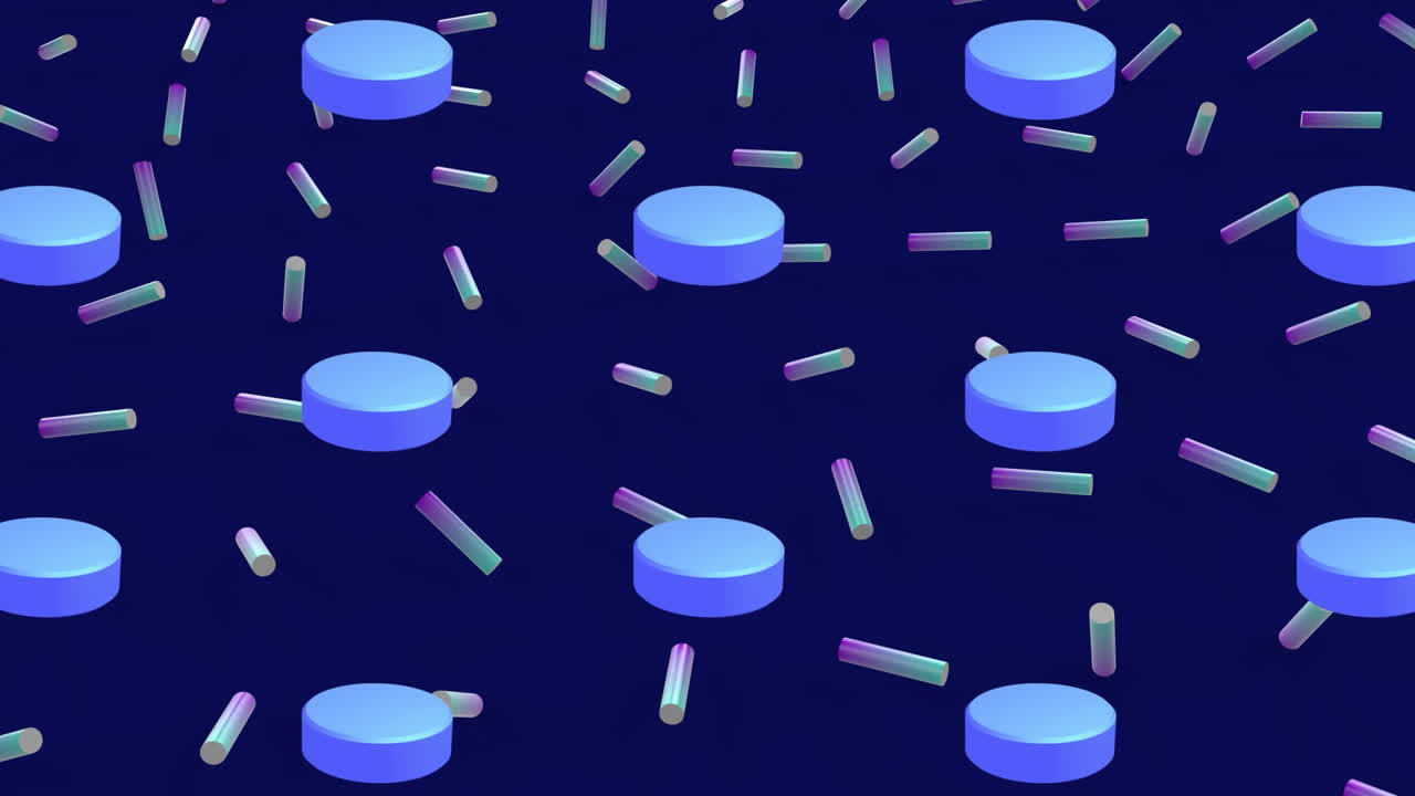 파란색 배경에 반복되는 파란색 모양의 애니메이션