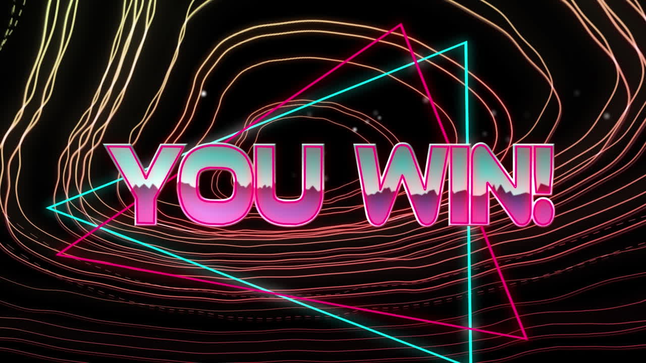 검은색 배경의 빛 트레일 위에 텍스트를 이기는 애니메이션