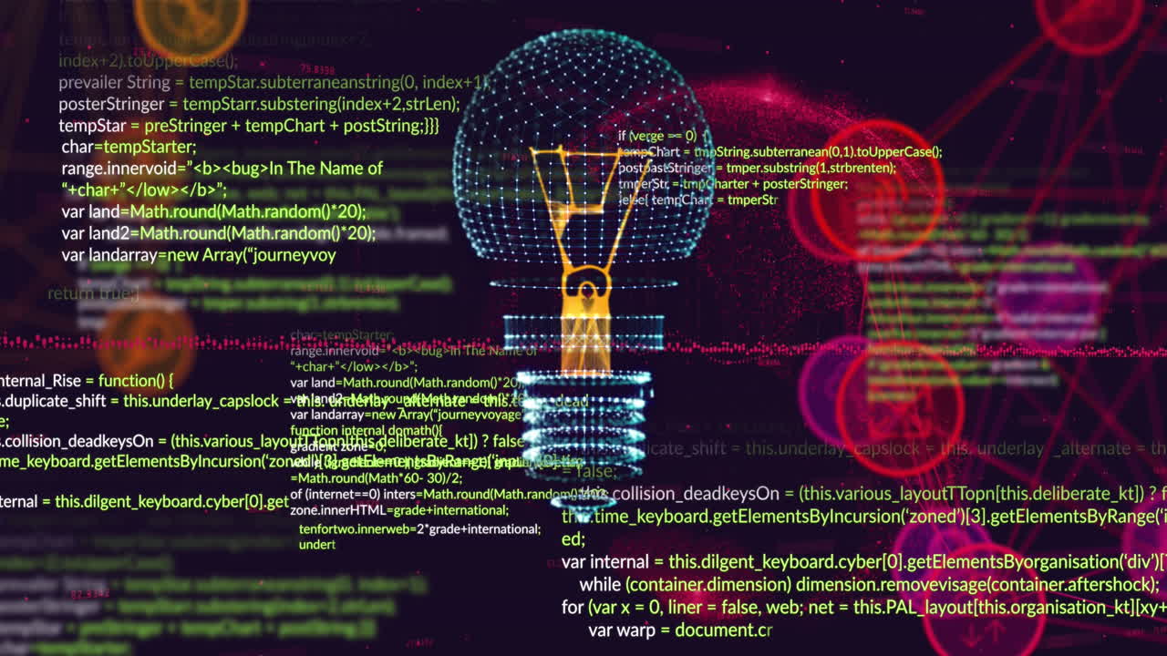 Animation of light bulb, connections and data processing