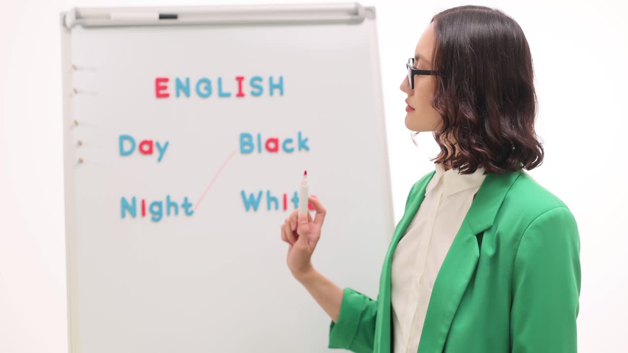 English lesson on whiteboard