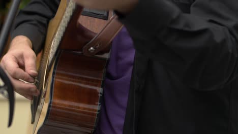 músico tocando la guitarra acústica durante la recepción de la boda.