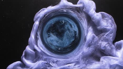 ink water drop circle frame swirl blue haze purple