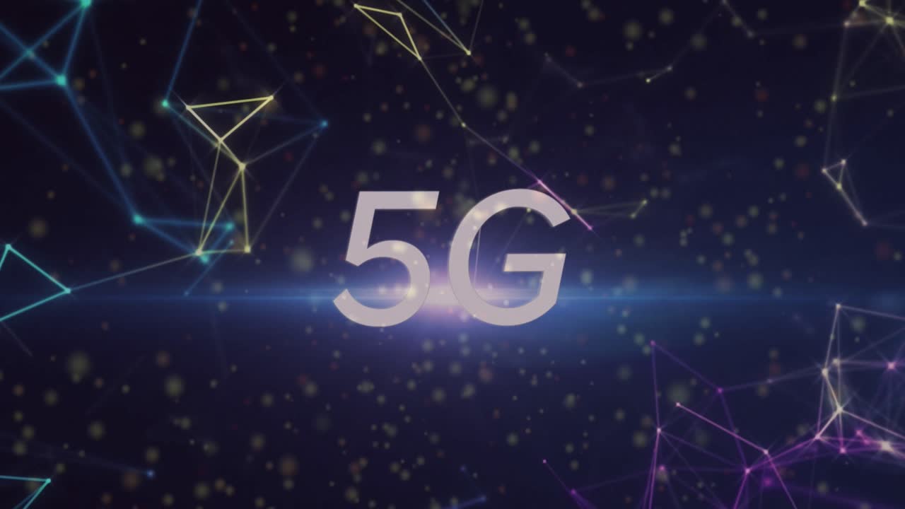 animazione di 5g e forme su sfondo marino