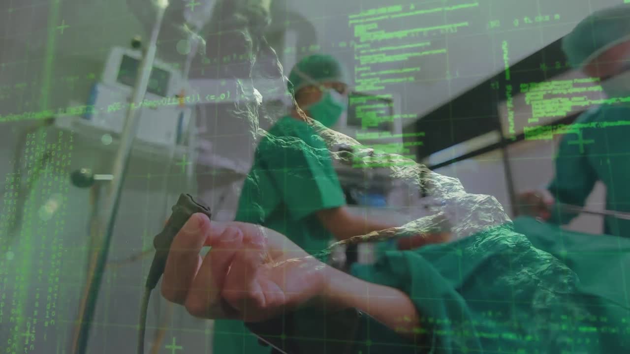 데이터 처리 및 다양한 외과 의사 및 환자에 대한 dna 스트랜드의 애니메이션