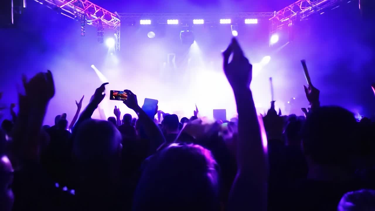 Folla entusiasta a un concerto dal vivo.