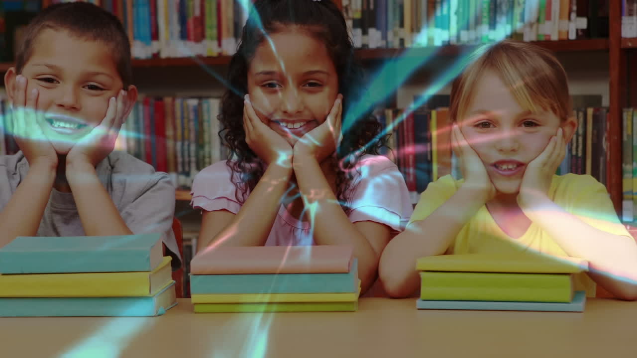 Animation of connections and data processing over school children