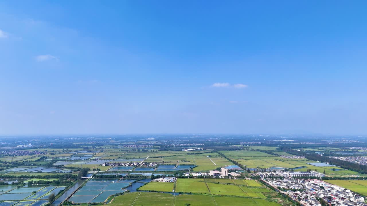 Drone shot of Rice Fields Farmland in Jiangsu Province, China