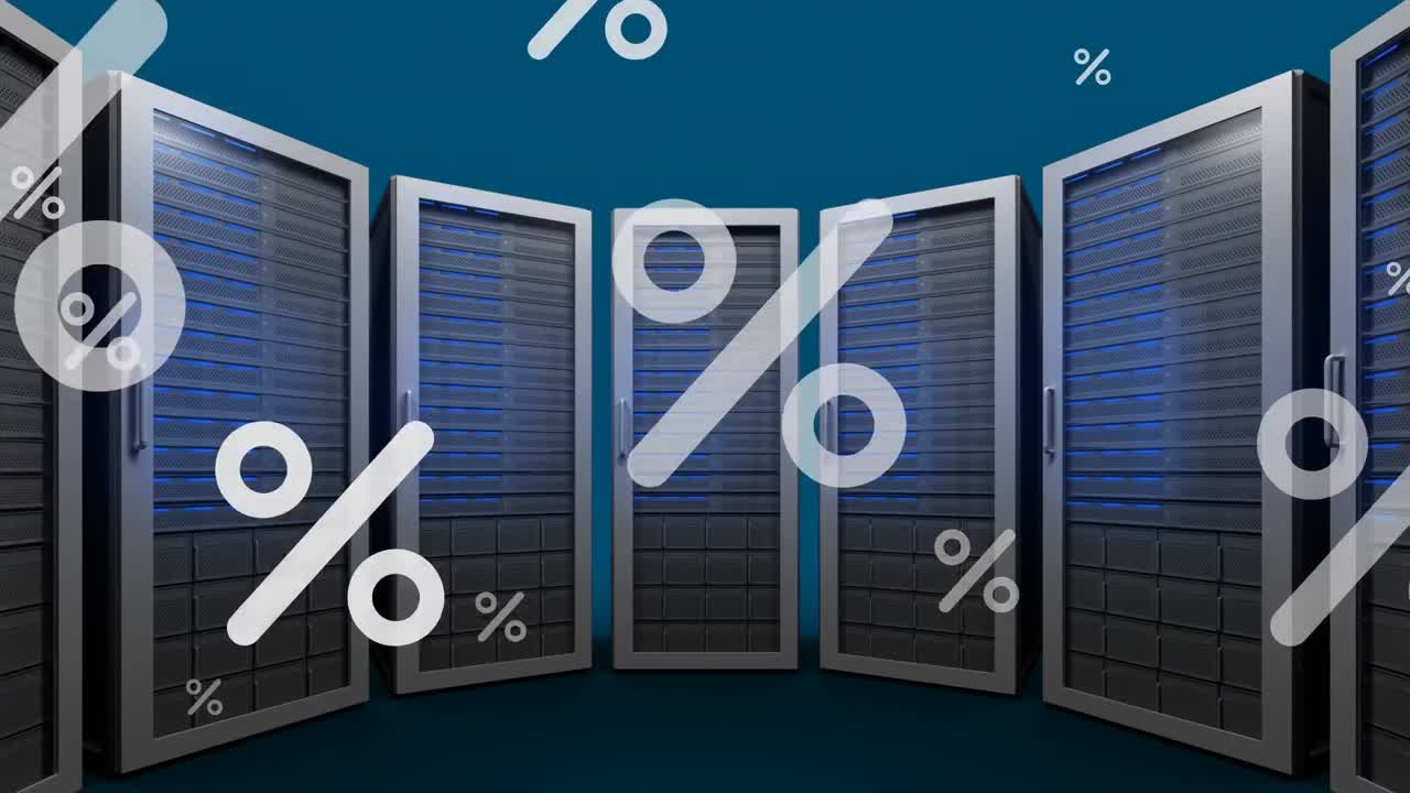 animación de los iconos de porcentaje en los servidores de computadoras.