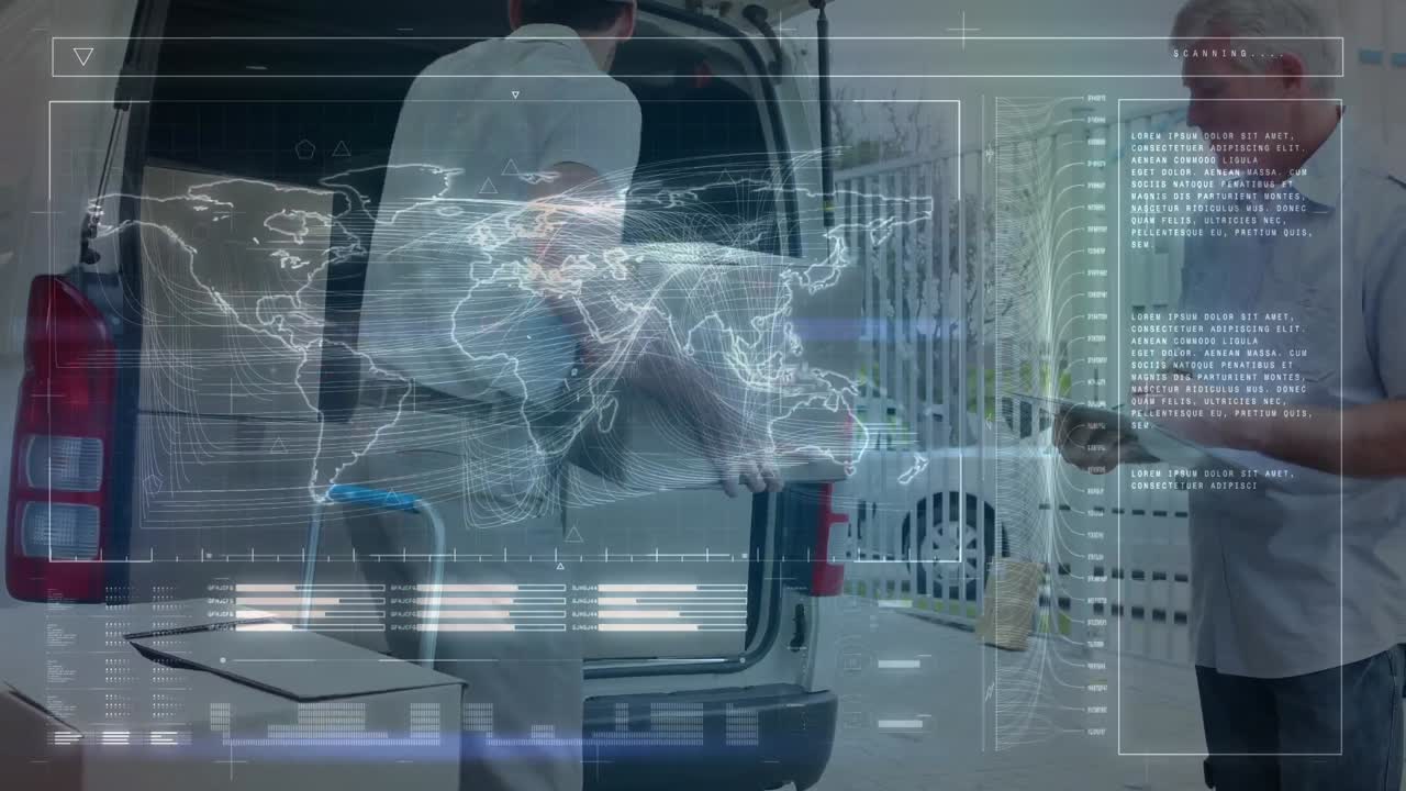 카우카스 계열 창고 노동자들에 대한 디지털 인터페이스 애니메이션