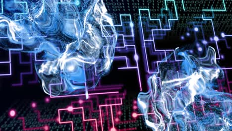 Animation-of-data-processing-over-circuit-board