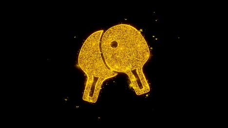ping pong game icon sparks particles on black background.