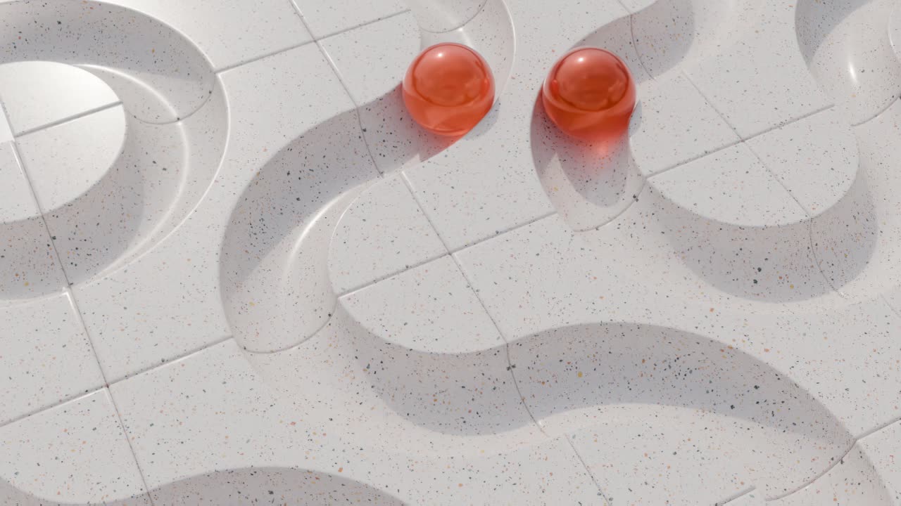 은 구를 가진 추상적인 기하학적 미로