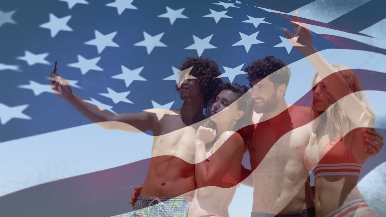 백인 친구들이 우리와 함께  ⁇ 발을 흔들며 셀카를 찍고 있습니다.