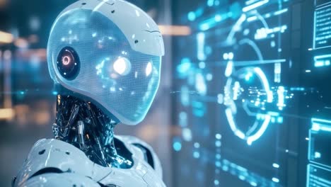 futuristic robot with artificial intelligence