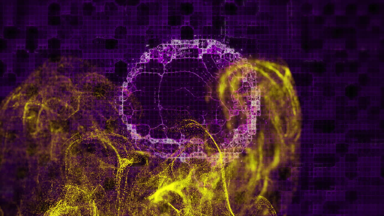 Animation of digital brain spinning over yellow spots