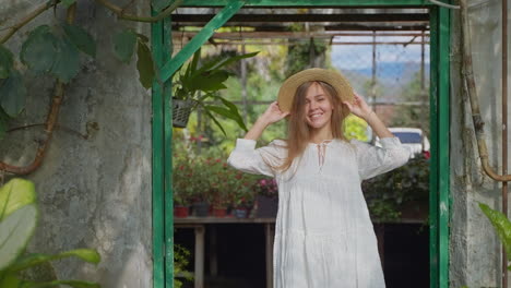 woman in a greenhouse