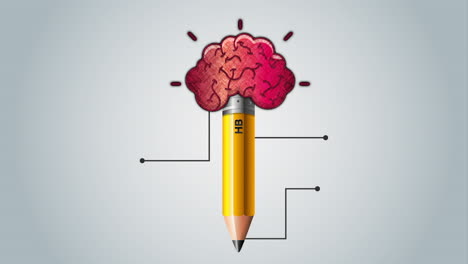 pencil with brain and statistics infographic animation