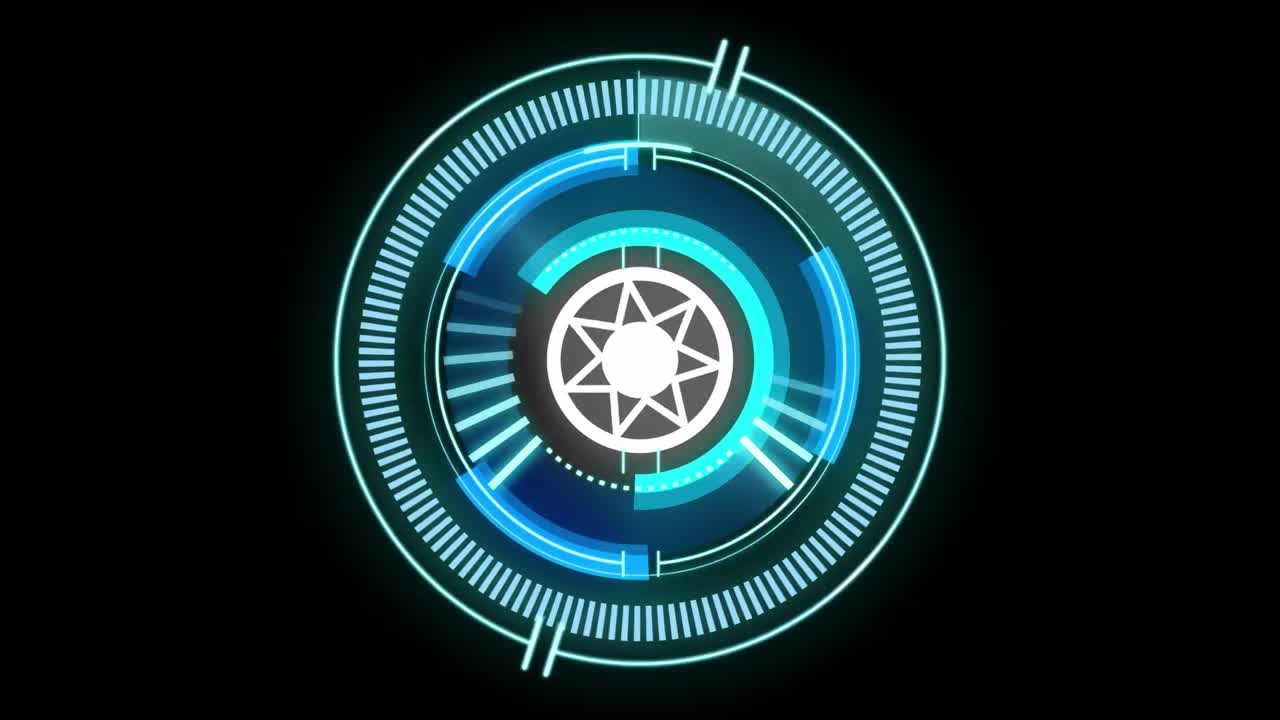 Animation of scope scanning with sun symbol over black background