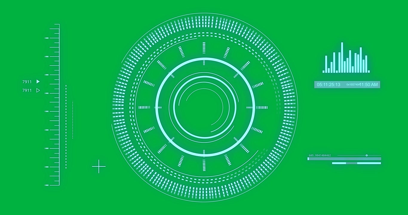 Animazione di elaborazione dati scientifici con scansione su sfondo trasparente.